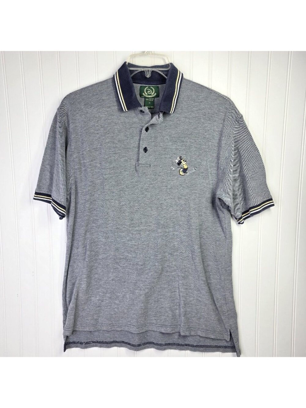 Disney Polo Shirt Mens Medium Heather Gray Golf Mickey Mouse Casual Embroidered